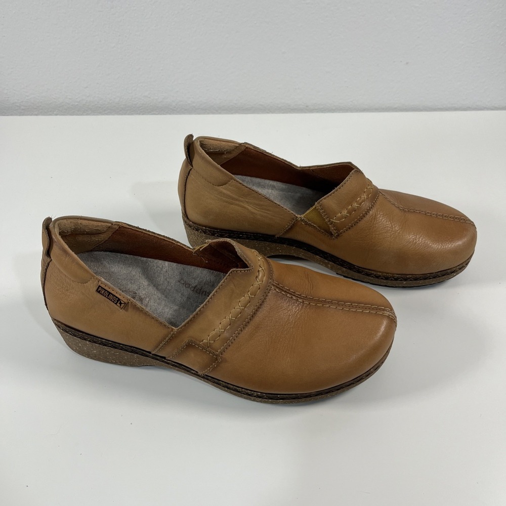 Women's Pikolinos Granada Tan Camel Leather Clog Shoes Women's Size EU38 US7.5/8 - Picture 4 of 11